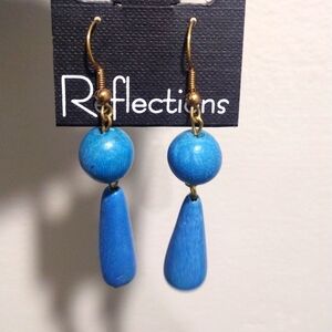 Women's Stunning Gold-Tone Blue Beaded Fishhook Drop Dangle Earrings, 2.75-inch
